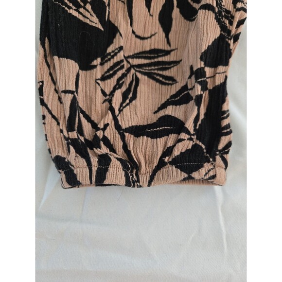​Wild Fable S Tropical Print Pants Smocked Waist Black Tan Harem Boho Womens - Picture 5 of 8